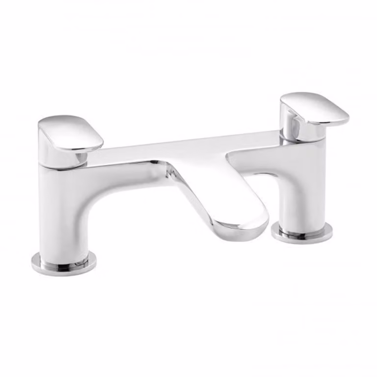 Kartell Two Handle Brass Countertop Bathtub Tap in Chrome Silver