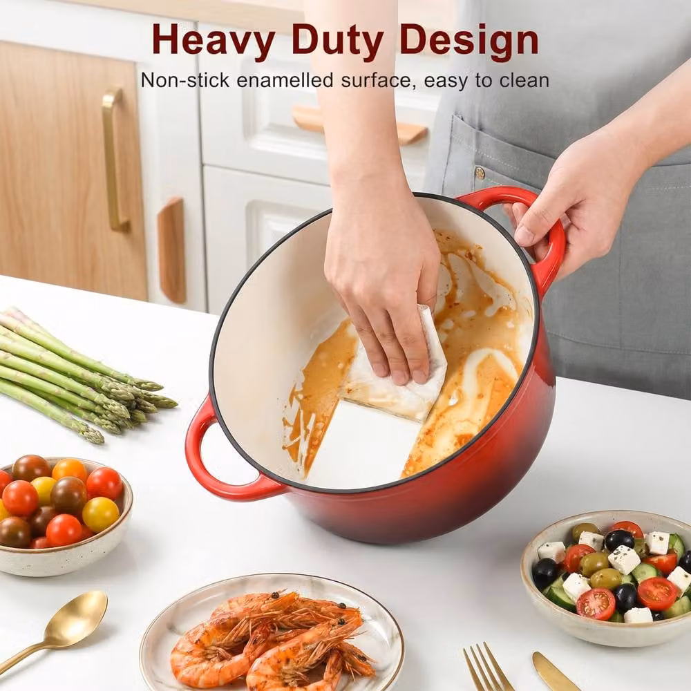 Crystals Red Enamelled Cast Iron Casserole Dish with Lid, 26 cm – 4