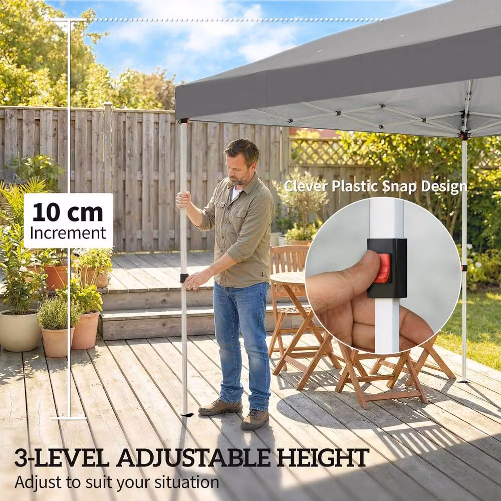 OUTSUNNY Pop Up Gazebo Wedding Party Tent Marquee, UPF50+, Dark Grey, W: 6 m, D: 3 m, H: 2.1 m – 4
