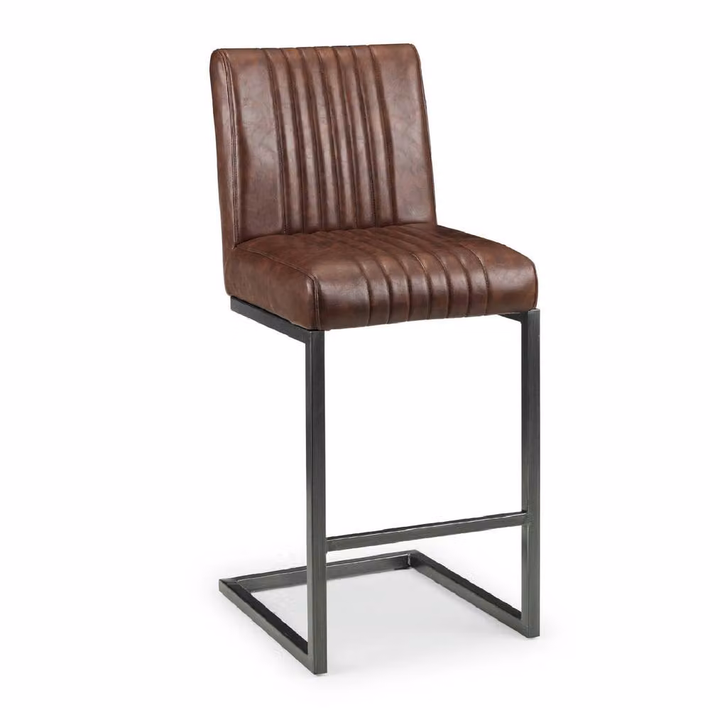 netfurniture Soho Bar Stool Set of 2 in Brown Synthetic Leather with Metal Cantilever Base – 2