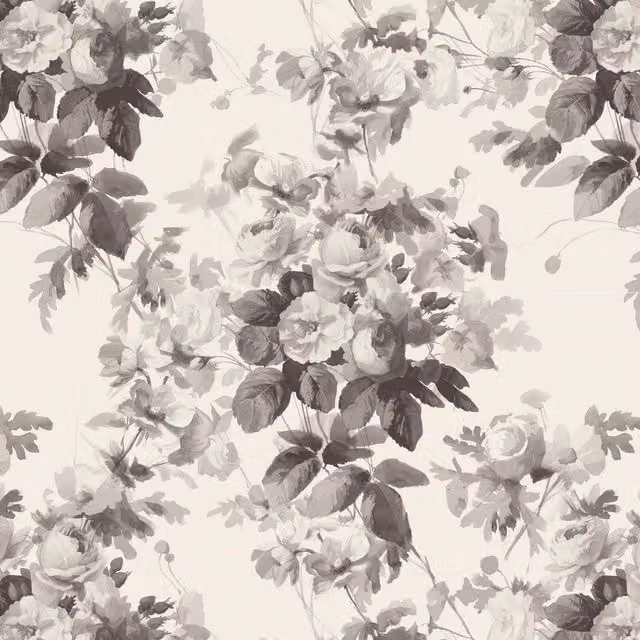 LONDON ROSE Traditional Floral Botanical Wallpaper Sample in Smoke Grey