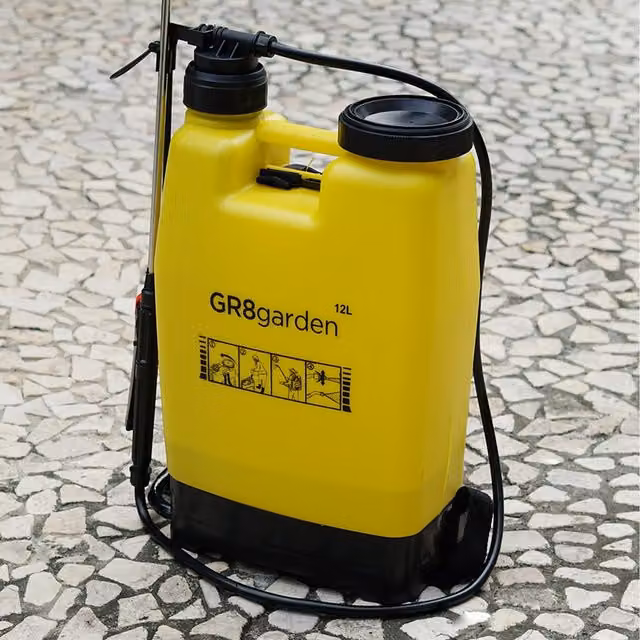 Gr8 Garden Manual Backpack Pressure Sprayer with Lance and 3 Spray Heads, Yellow