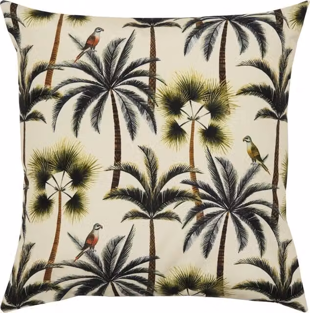 Make it a Home Tropical Palm Tree Square Outdoor Cushion in Green and Beige