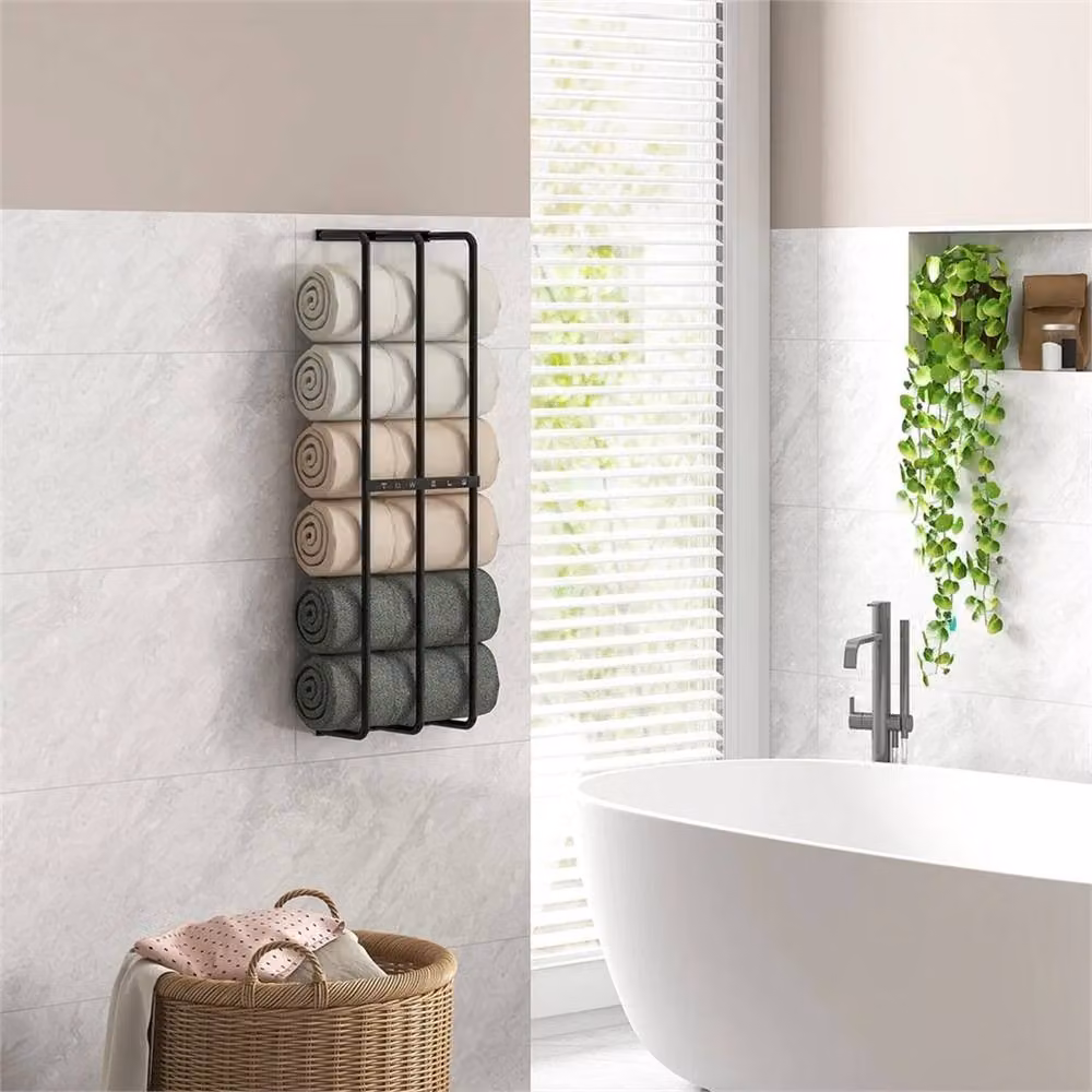 SPETLEK 3 Bar Wall Mounted Metal Towel Rack in Black – 3