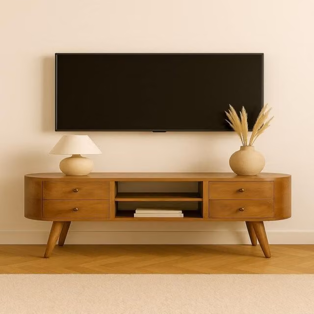 Artisan Furniture Scandinavian Mango Wood Entertainment Unit in Brown
