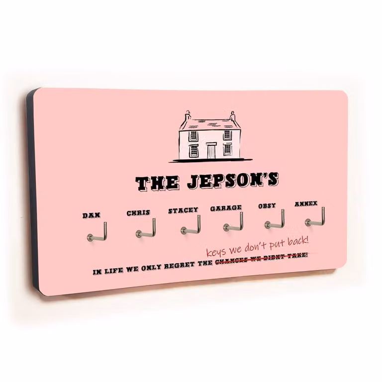 Uniqueful Personalised Pink Novelty House Key Holder with 6 Hooks, Width: 100 cm