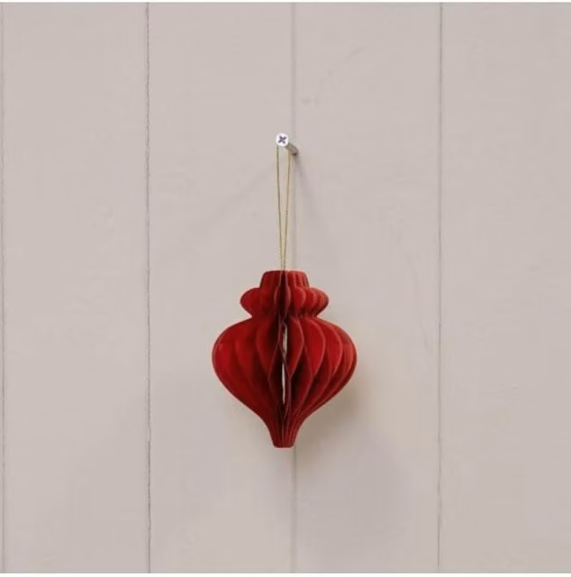 KDMD Set of 3 Red Teardrop Christmas Bauble Pendants