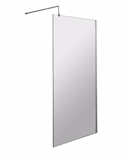 Nuie WRSC080 Modern Bathroom Wetroom Screen, 8mm Toughened Safety Glass, W: 80.0 cm, H: 185.0 cm, Polished Chrome – 1