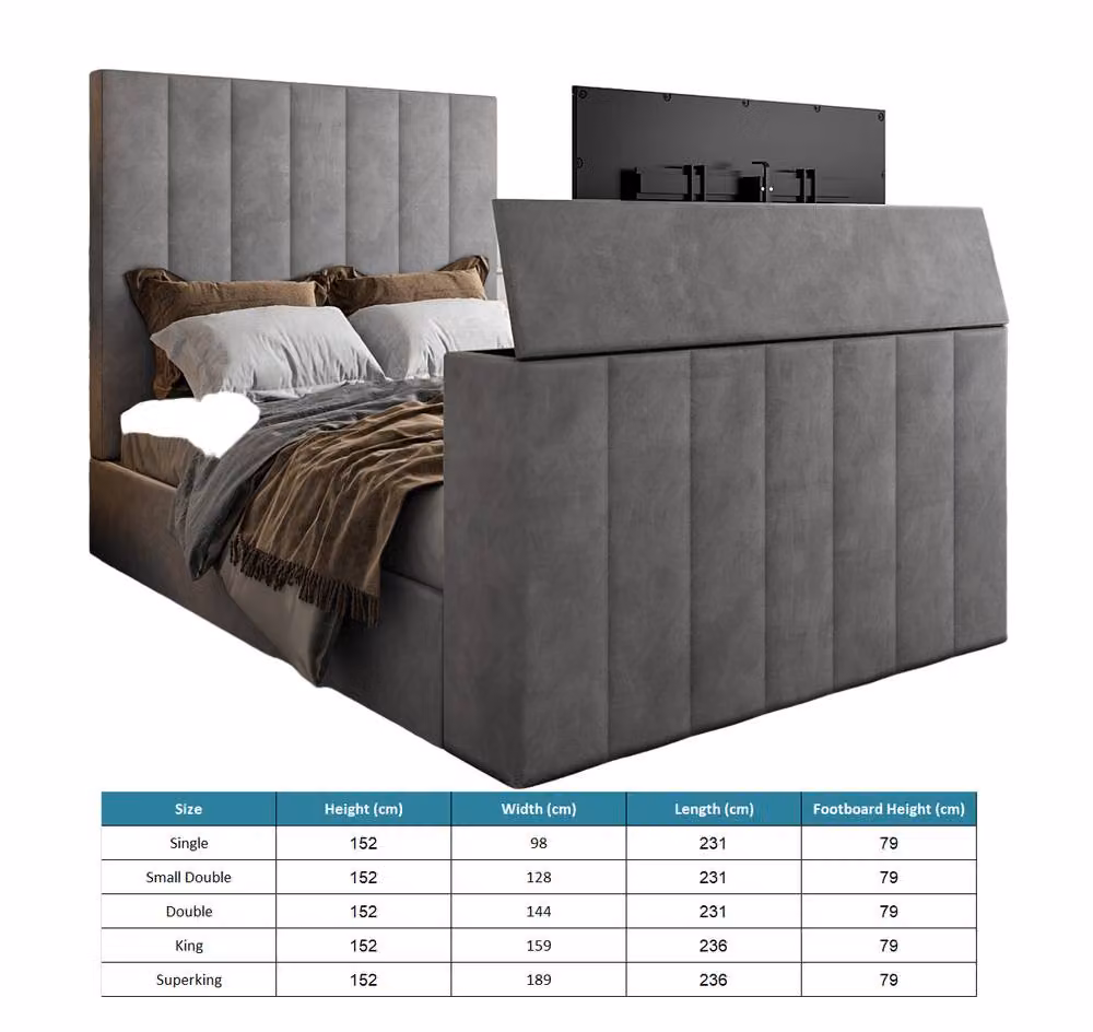 KDMD Argyll Super King Upholstered Velvet Bed Frame in Grey with Lift Up Base – 3