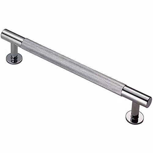 Loops Knurled Bar Door Pull Handle in Chrome, W: 190 mm, D: 13 mm, Fixing Centres: 160 mm