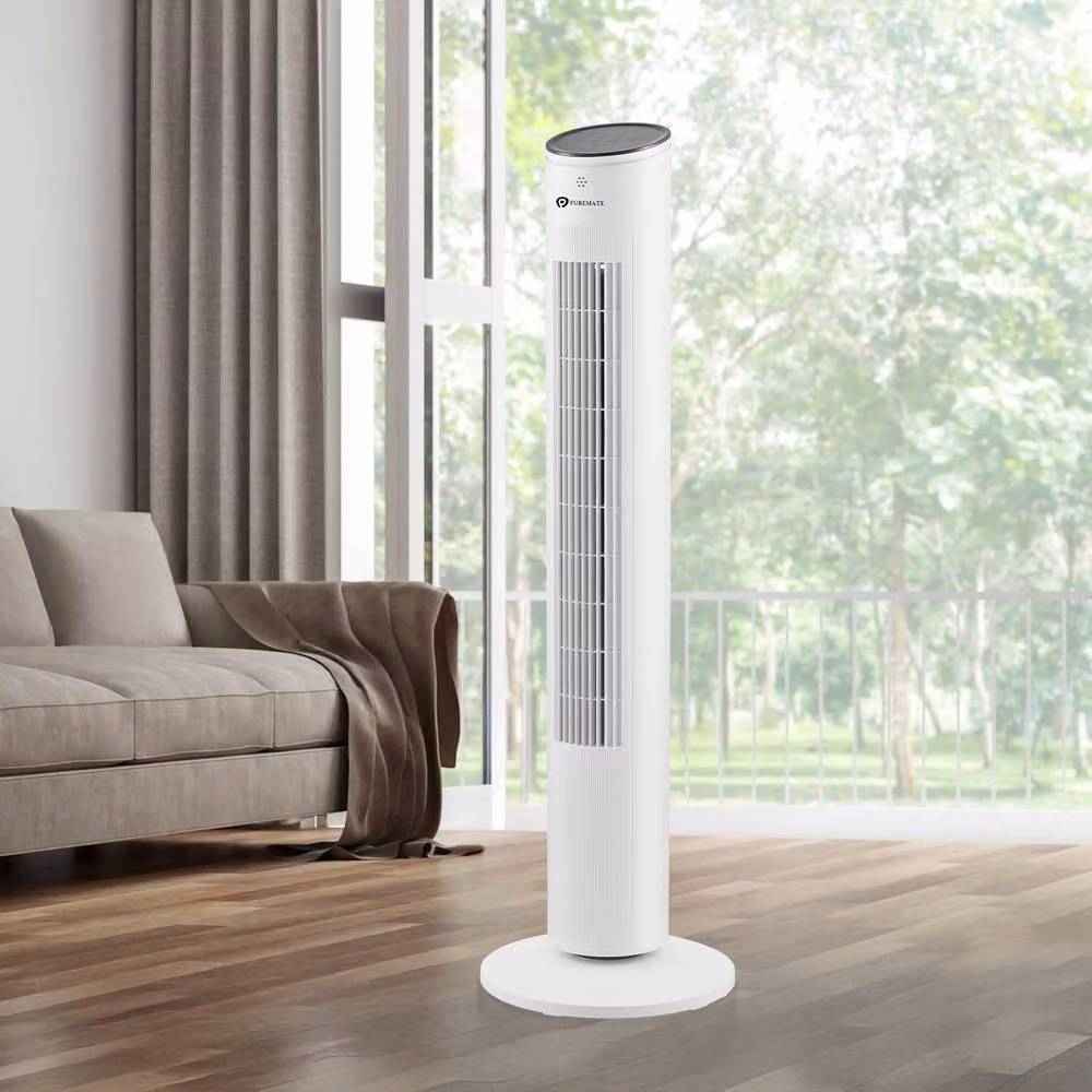 PureMate 43-Inch Oscillating Tower Fan with Remote Control, Timer and Sleep Mode, White – 8