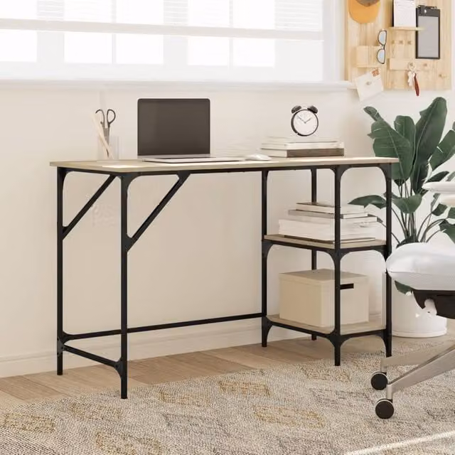 Berkfield Home Sonoma Oak Writing Desk in Light Tan, W/D/H: 120 x 50 x 75 cm – 1