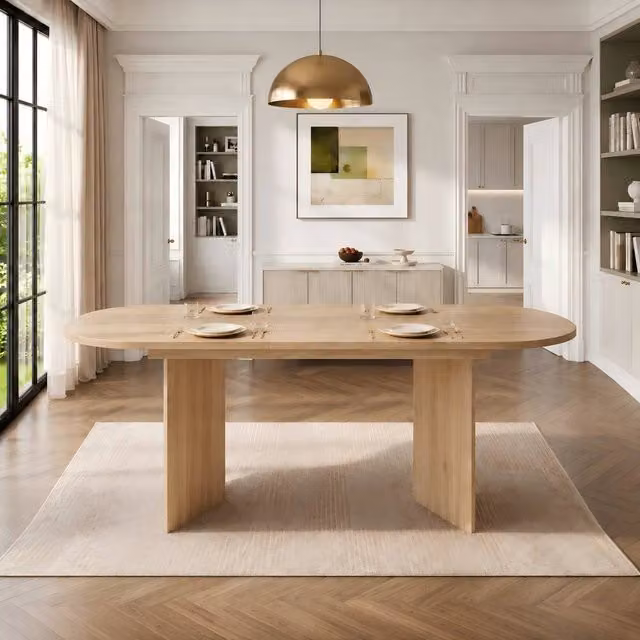 ModernLuxe Modern Oval Extendable Dining Table in Brown