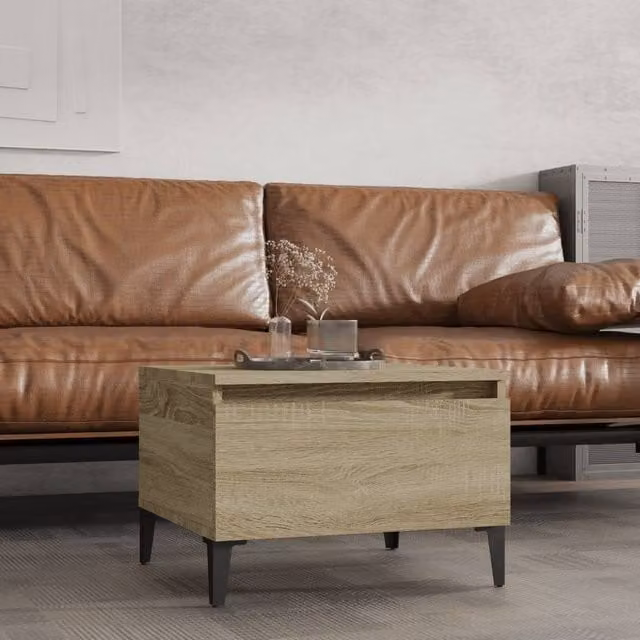 Berkfield Home Sonoma Oak Side Table in Brown, W: 50 cm, D: 46 cm, H: 35 cm – 1