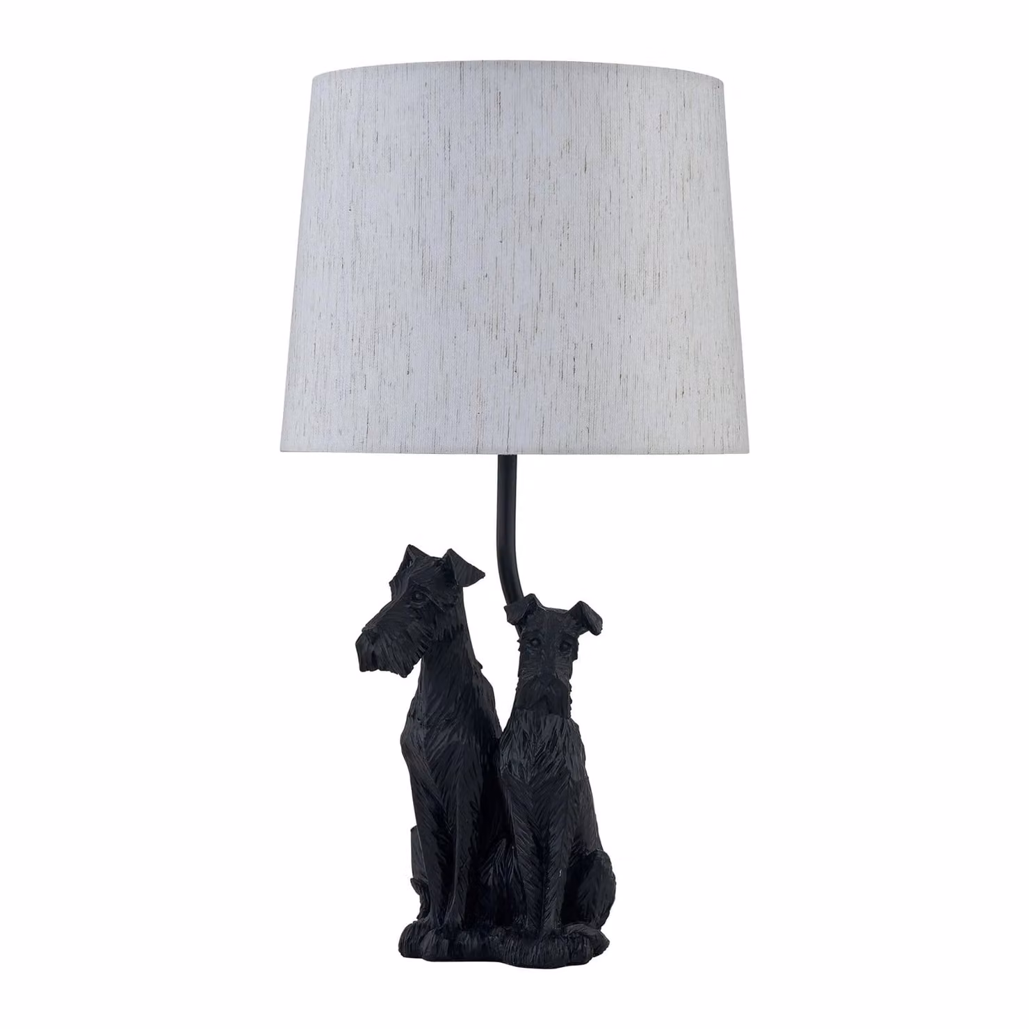 First Choice Lighting Set of 2 Friends Dog Table Lamps in Black with Beige Fabric Shades – 2