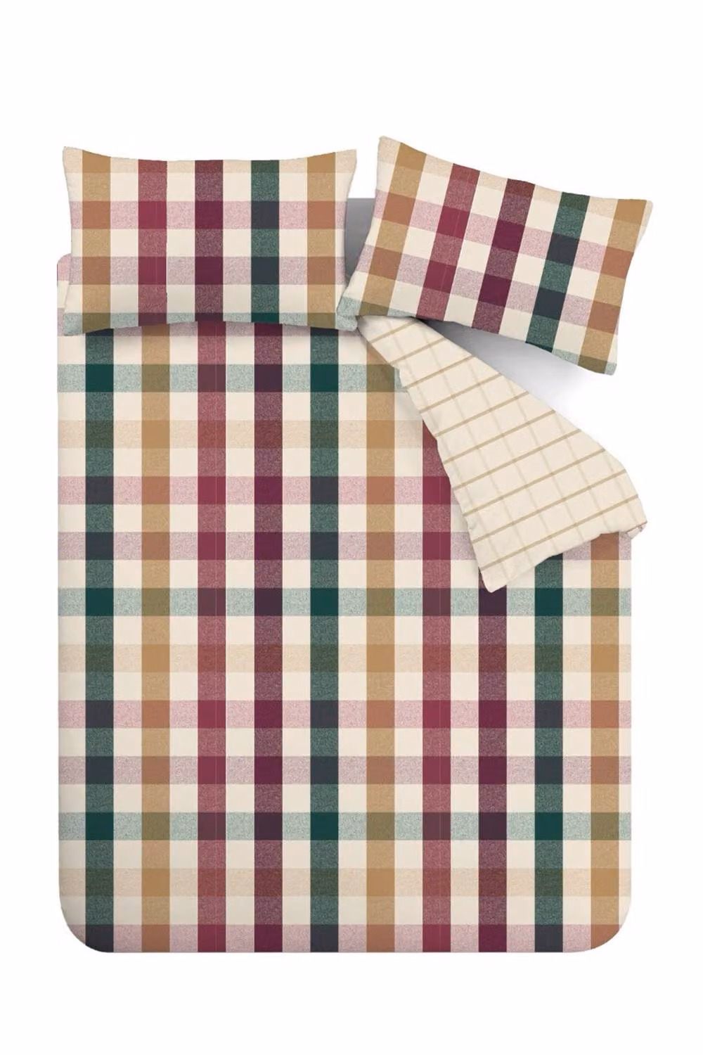 Catherine Lansfield Autumn Check Reversible Duvet Cover Set, Multicolour, W/H: 90 x 200 cm – 4