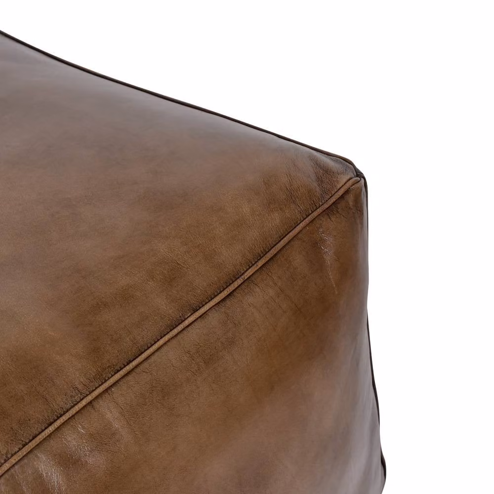 Elm Home And Garden Large Pommel Footstool Ottoman in Tan Brown Genuine Leather – 2