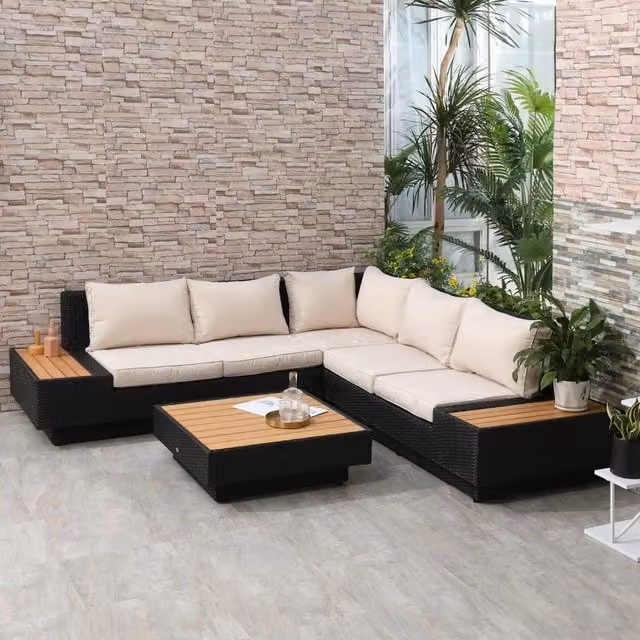 Chilli Furniture Brol Outdoor Sectional Corner Sofa in Black