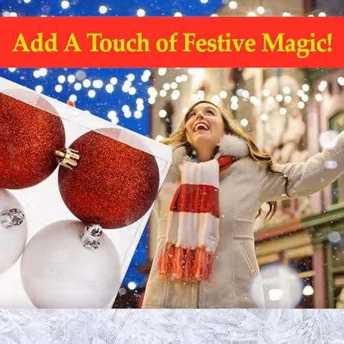 VFM e-Store Red, White and Gold Christmas Tree Baubles, 12 Pack – 6