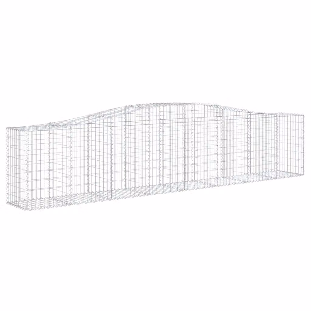 Berkfield Home Arched Gabion Basket in Silver Galvanised Steel, W: 400 cm, D: 50 cm, H: 80-100 cm – 2