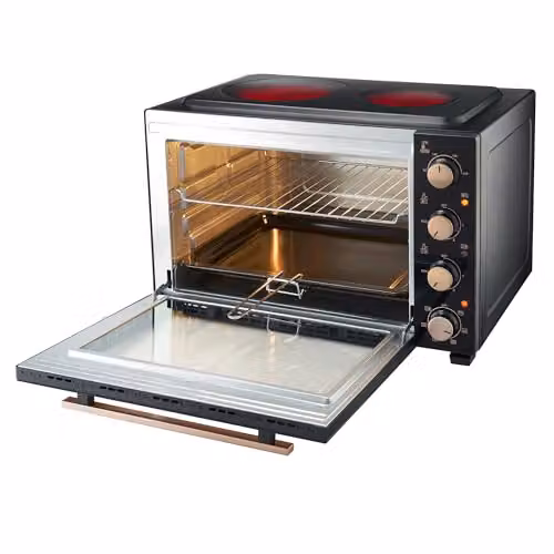 Cooks Professional Mini Portable Oven with Ceramic Hobs, Black and Copper, 48L Capacity – 5