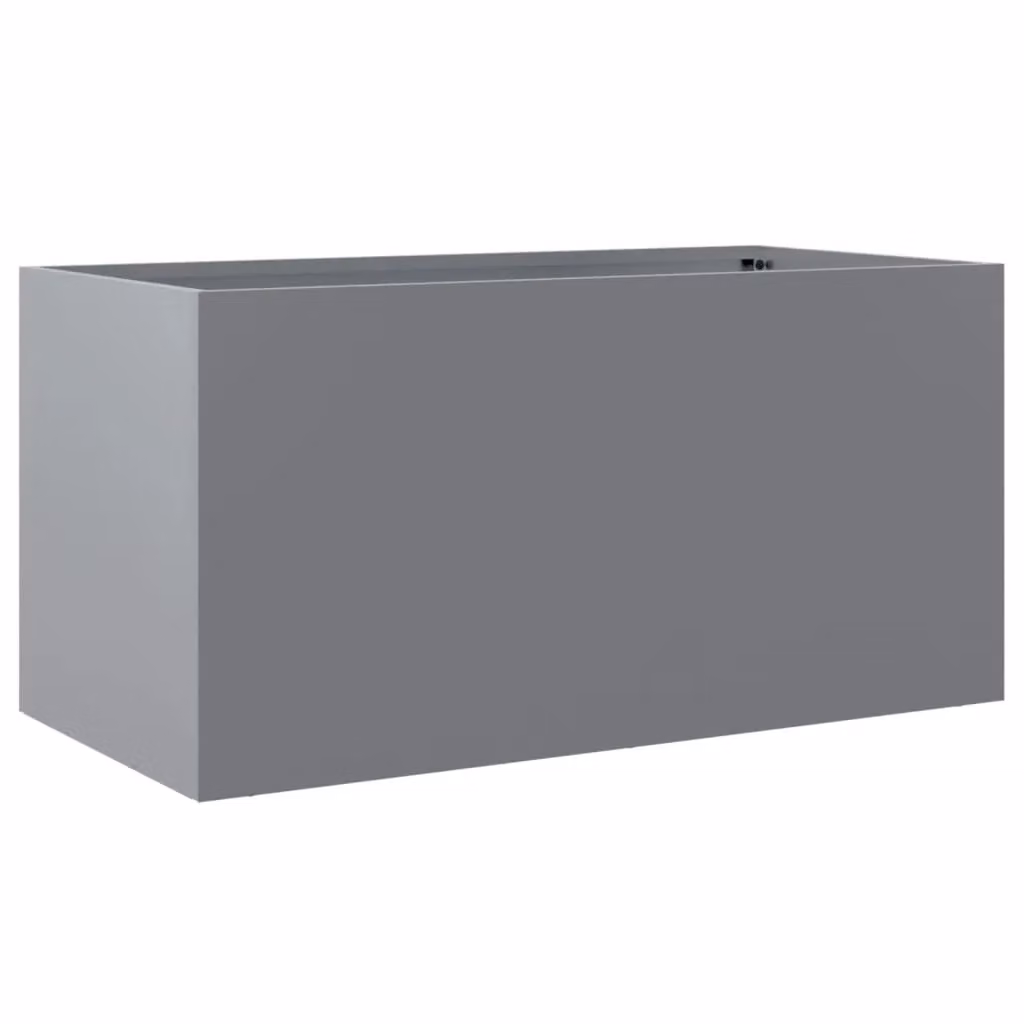 Berkfield Home Silver Galvanised Steel Planter Tub W: 62 cm, D: 30 cm, H: 29 cm – 2