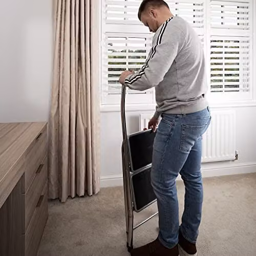 TB Davies 2 Tread High-Rail Aluminium Folding Step Ladder in Silver – 4