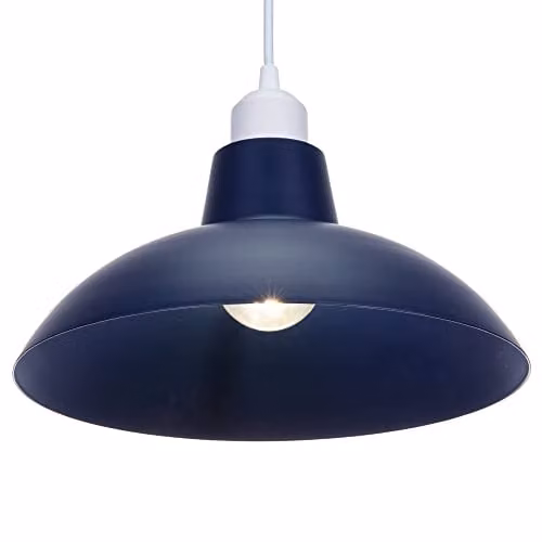 Happy Homewares Industrial Retro Matt Blue Curved Metal Ceiling Pendant Light Shade, Diameter: 29 cm – 1