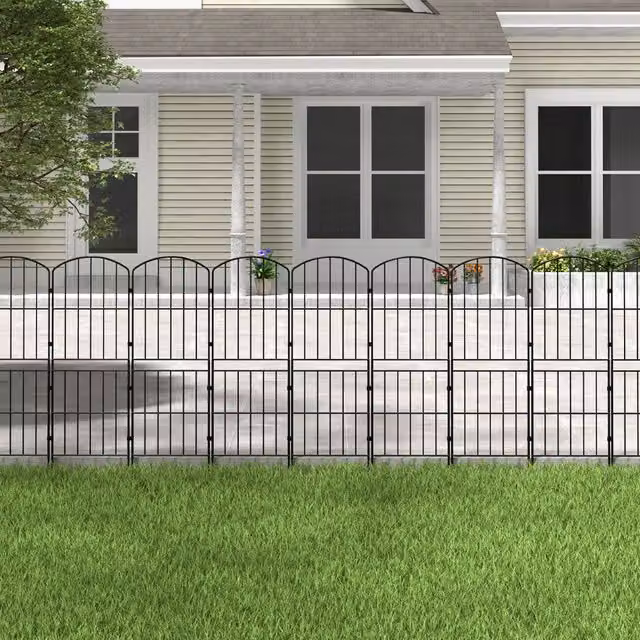 Breeins 10-Panel Metal Garden Border Fence with Arched Top in Black