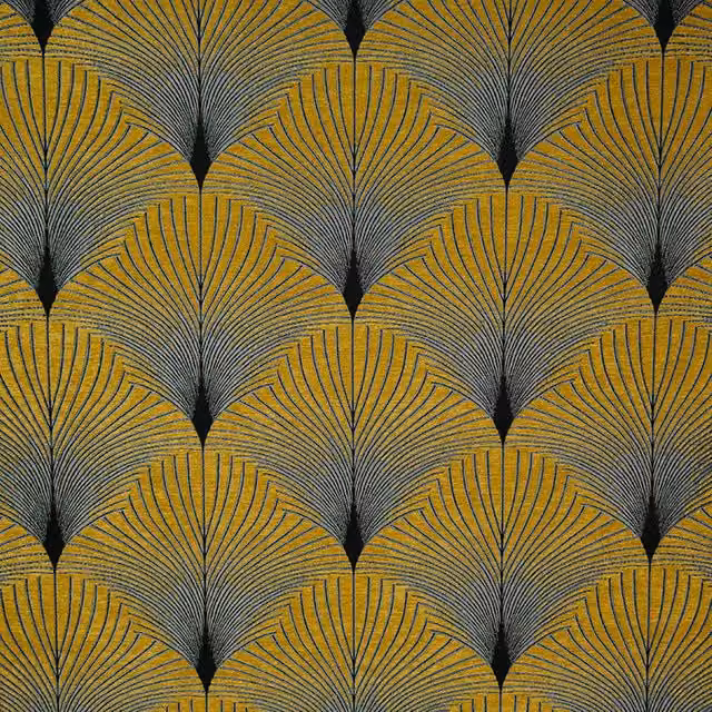 Fibre Naturelle New York Riverdale Yellow Chenille Graphic Art Deco Fabric
