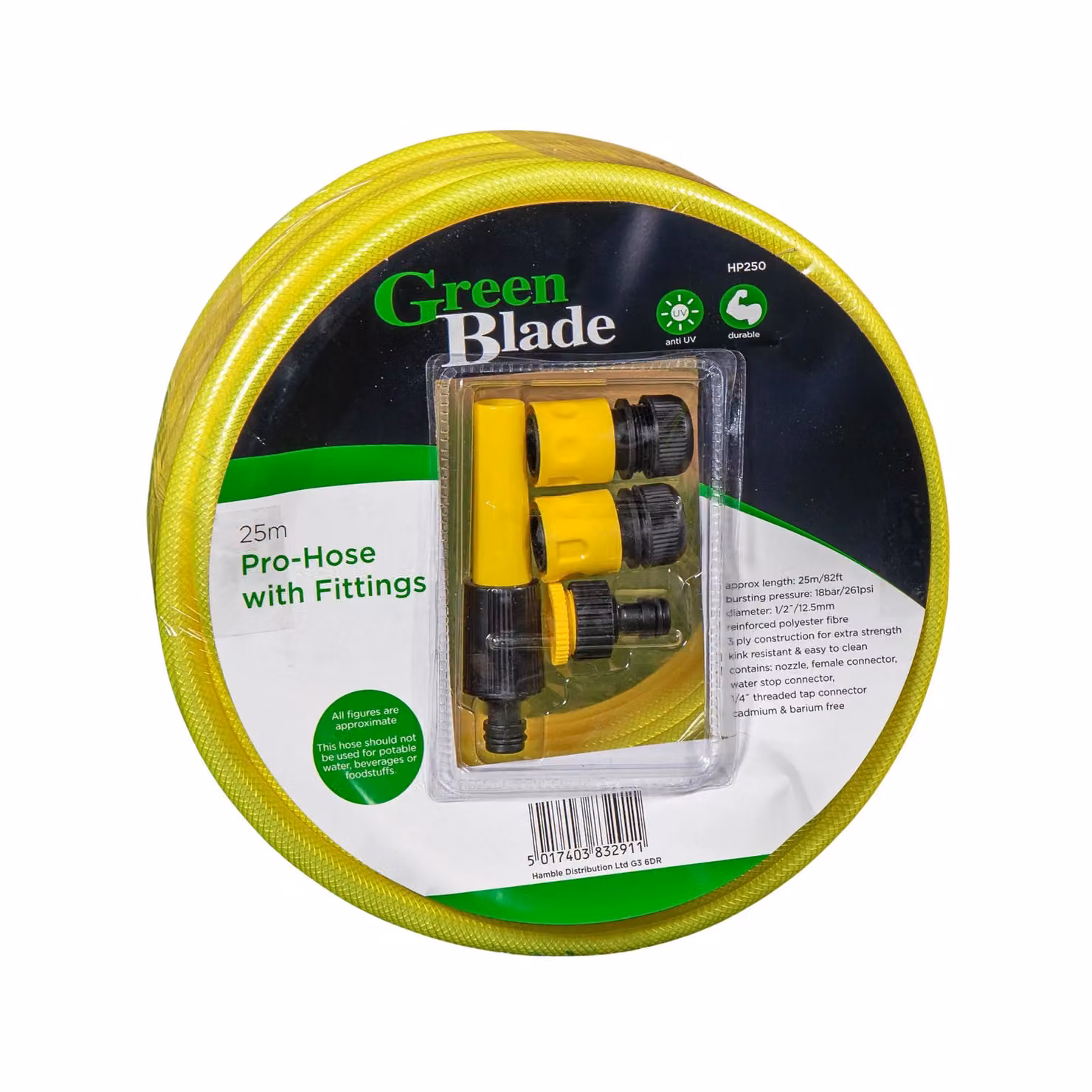 Samuel Alexander 25m Kink Resistant Professional Garden Hose Pipe in Yellow with Fittings – 4