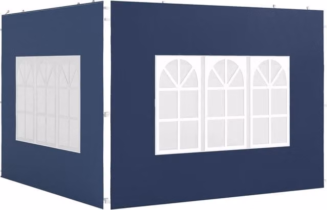 Outsunny Set of Two Blue Gazebo Frame Replacement Walls, W 300 x D 300 x H 193 cm – 1