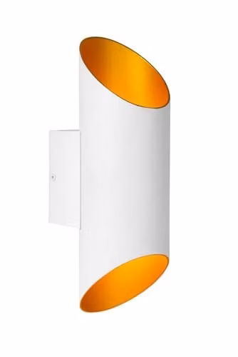 Lucide Quirijn White Metal Cylinder Wall Light with Up and Down Lighting, Diameter: 10 cm