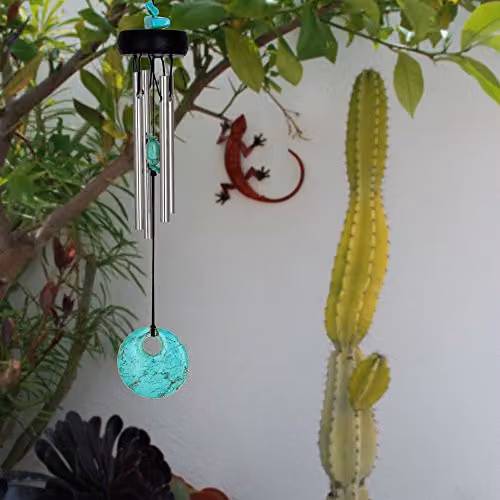 Woodstock Chimes Precious Stones Wind Chime in Turquoise, Black and Silver – 3