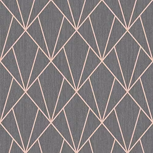 Muriva Indra Rose Gold Geometric Vinyl Wallpaper