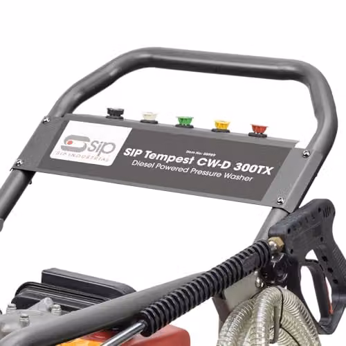 SIP Tempest CW-D 300TX Diesel Pressure Washer, 9hp 300 bar 900L/h Portable Jet Wash in Silver with 15m Hose – 3