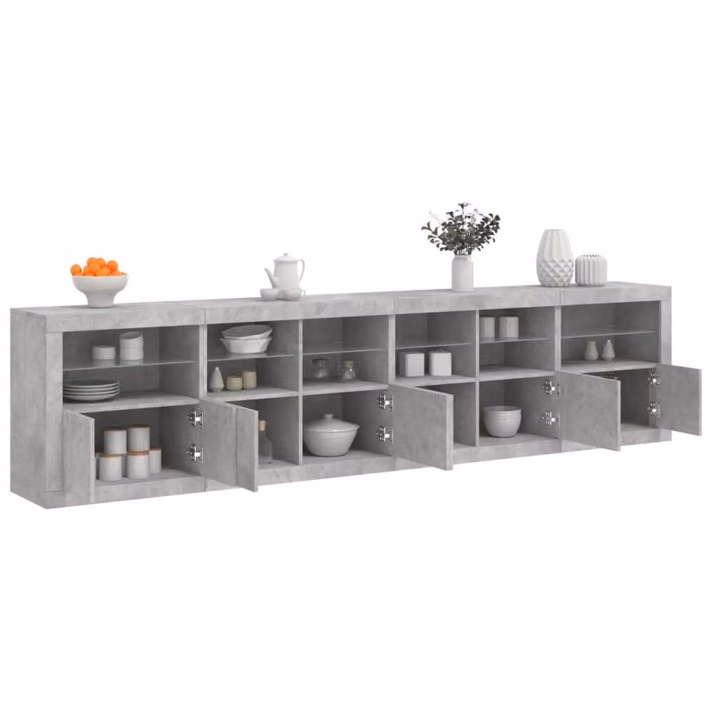 Berkfield Home Modern Sideboard with Integrated LED Lights in Concrete Grey, W: 283 cm, D: 37 cm, H: 67 cm – 2