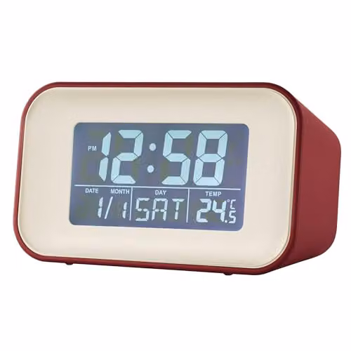 Acctim 15864 Alta Red Alarm Clock with Indoor Temperature Display – 1