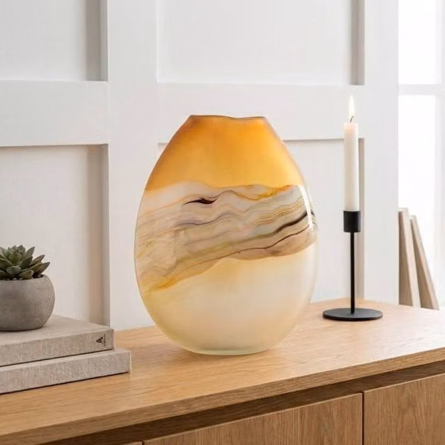 Garden Greatness Lucius Frosted Citrine Multicolour Glass Tabletop Vase
