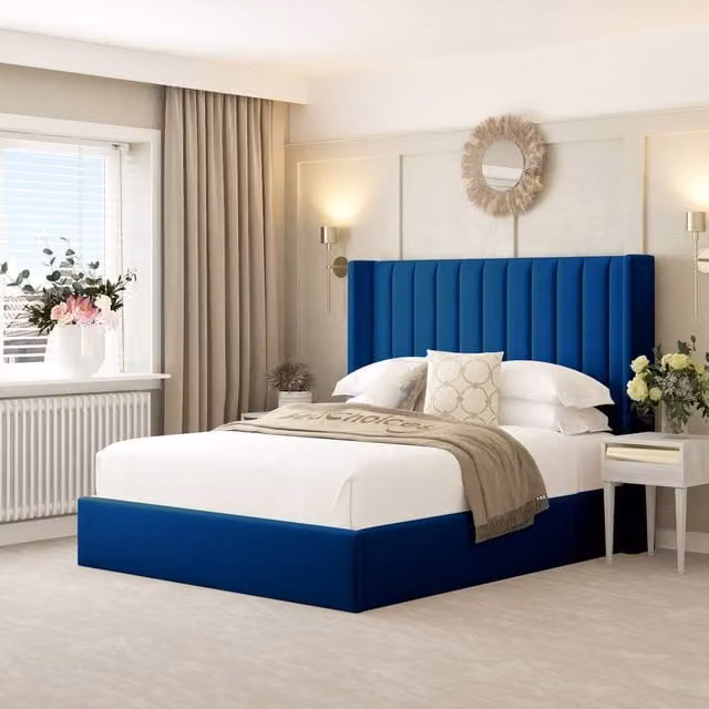 Bed Choices Madison Upholstered King Size Bed Frame in Blue