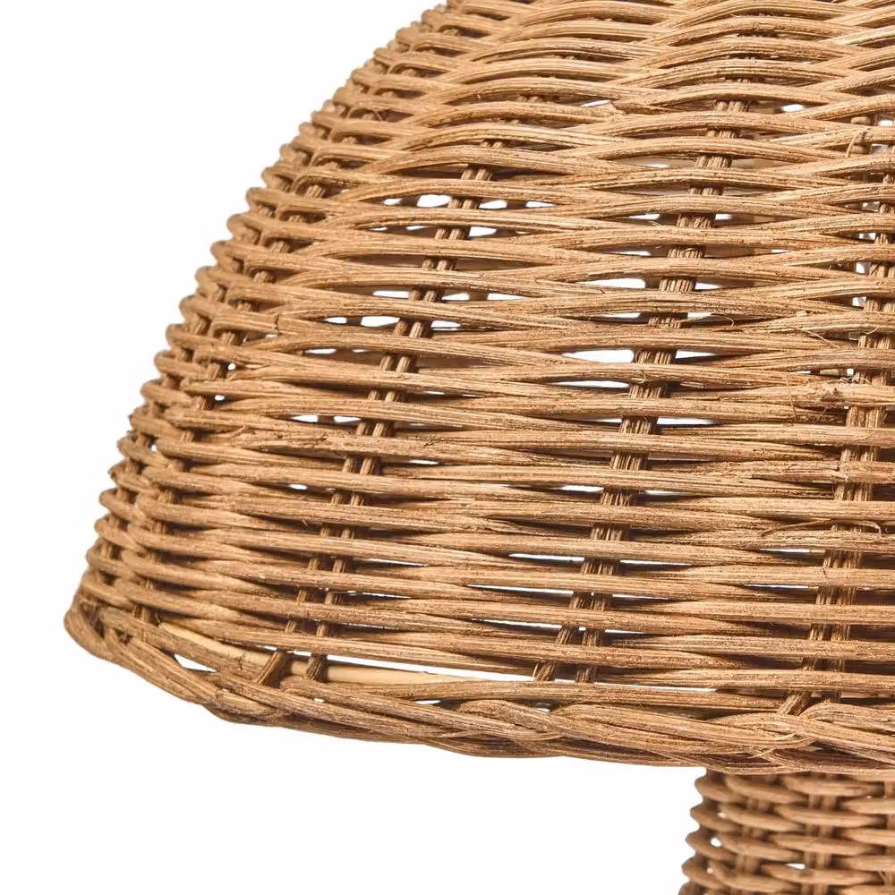 Wyld and Coco Brown Rattan Table Lamp with Wood Base – 3