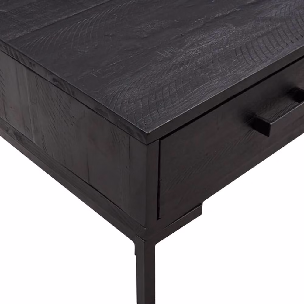 Berkfield Home Black Solid Pinewood Coffee Table, W: 90 cm, D: 50 cm, H: 35 cm – 4