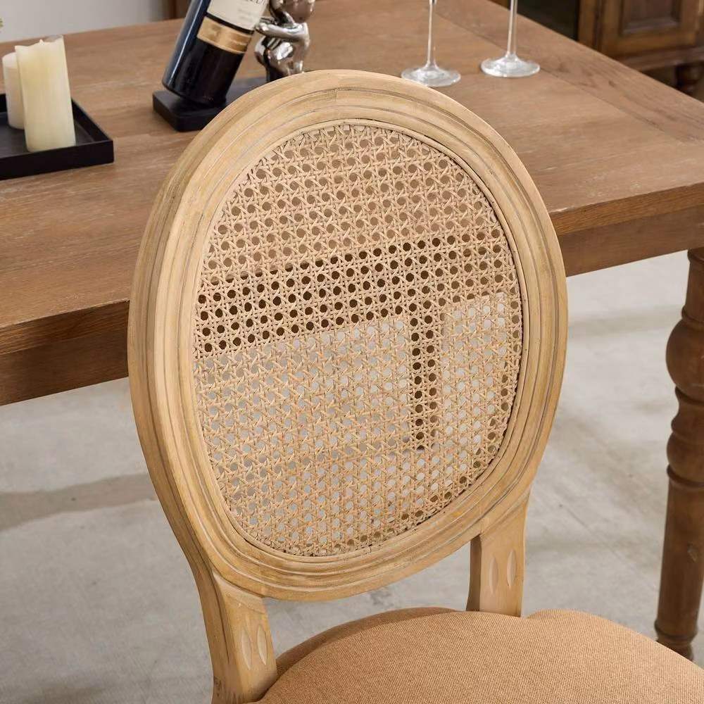 HomeTouch Set of 4 French Style Rattan Back Dining Chairs in Brown – 3
