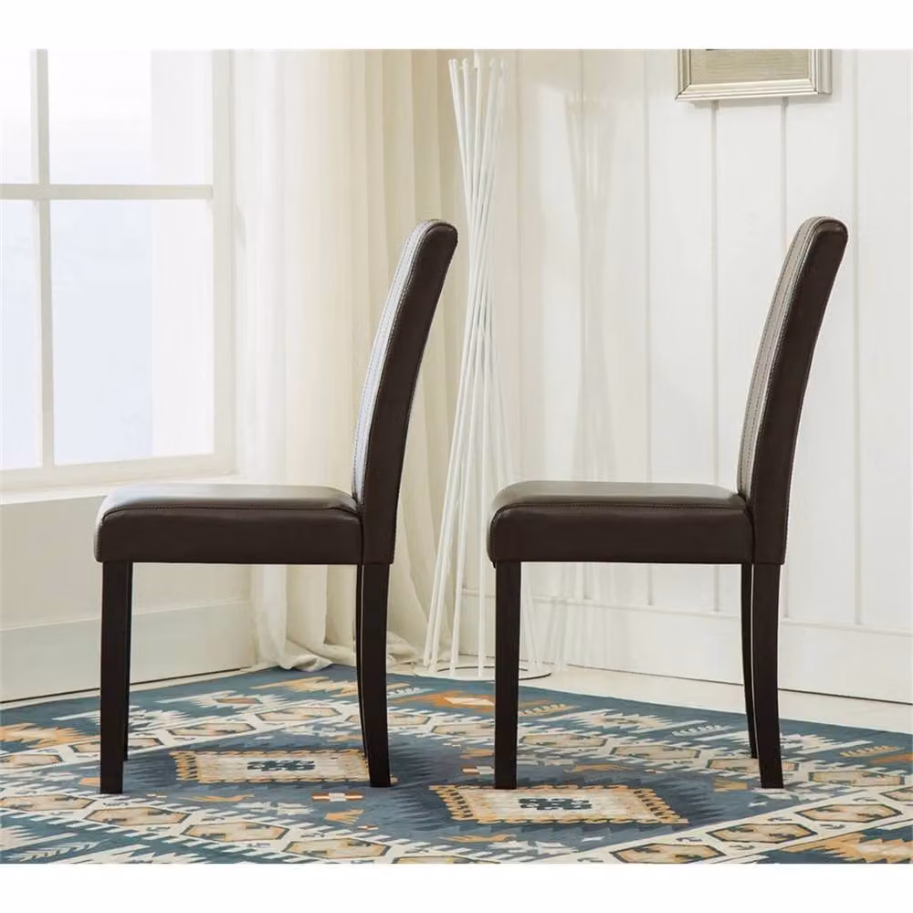 Nordara Set of 2 Brown Faux Leather Dining Chairs with Solid Wooden Legs – 2