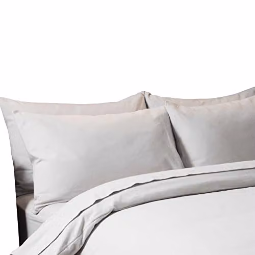 Belledorm Grey Brushed Cotton Flannelette Housewife Pillowcase Pair