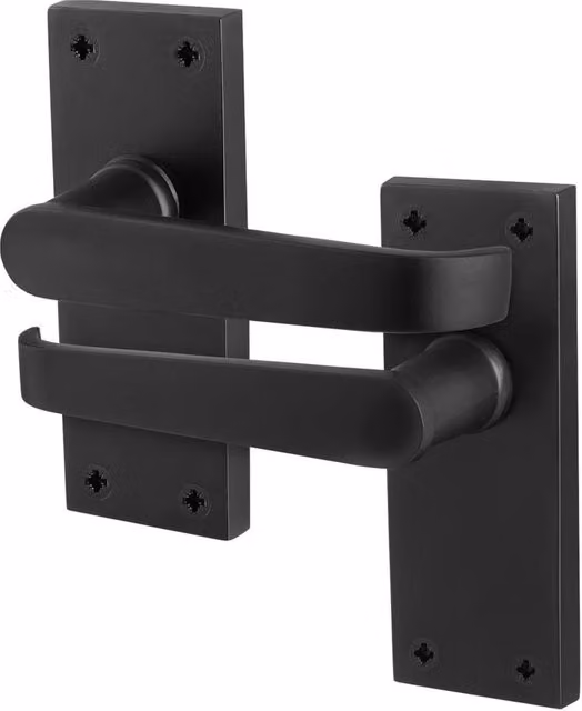 AFIT Matt Black Long Backplate Door Handle Set, 1 Pair – 1