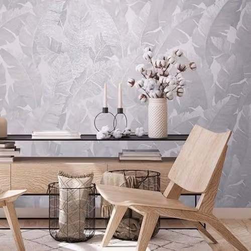 Galerie Industrial Effects Floral Wallpaper in White and Grey, Non-Woven Botanical Design – 2