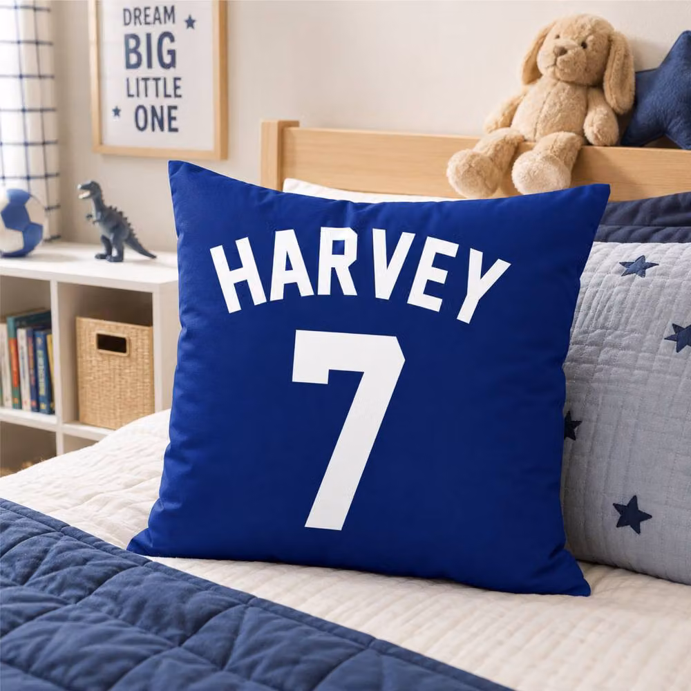 60 SECOND MAKEOVER Personalised Football Cushion Cover, Blue, W/D/H: 40.64 x 40.64 x 40.64 cm – 2
