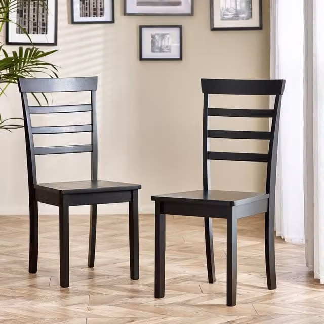 FurnitureboxUK Set of 2 Whitby Solid Rubberwood Dining Chairs in Black – 1