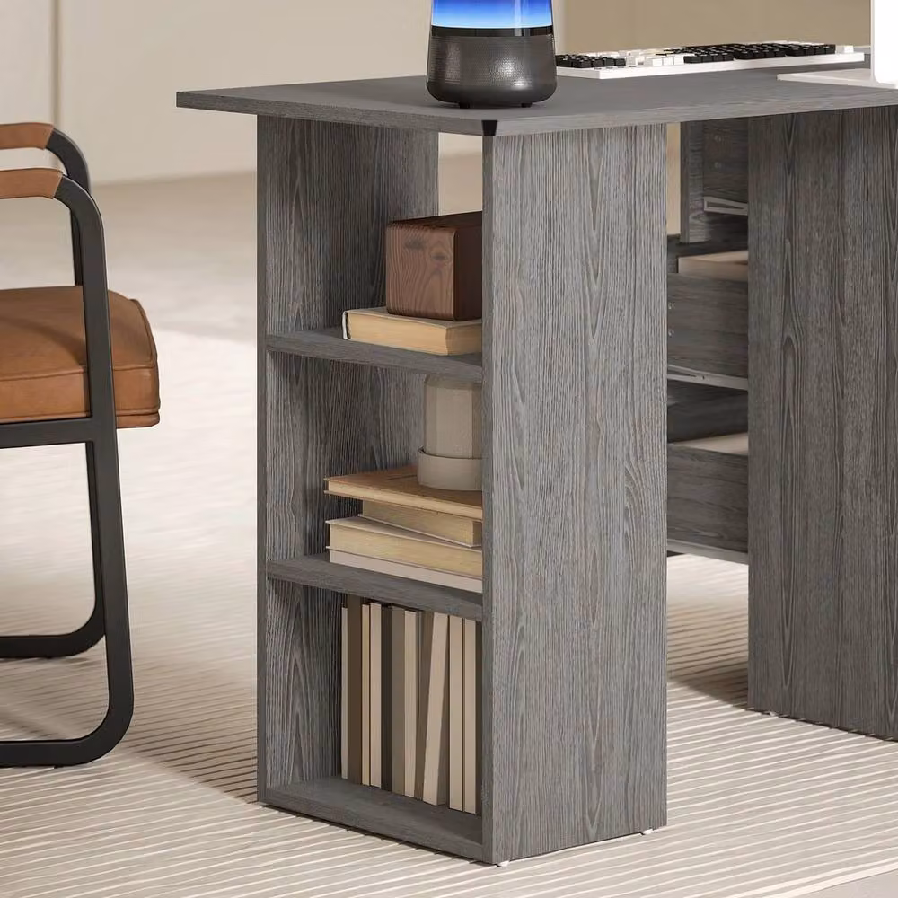 Havendro Modern Computer Desk with 3 Shelf Drawers in Grey, W: 120 cm, D: 49 cm, H: 72 cm – 4